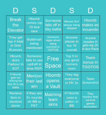 MCC 29 Aqua Axolotles (HBomb Pov) Bingo Card