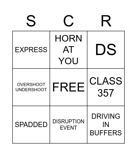 SCR BINGO PLS KILL ME Bingo Card