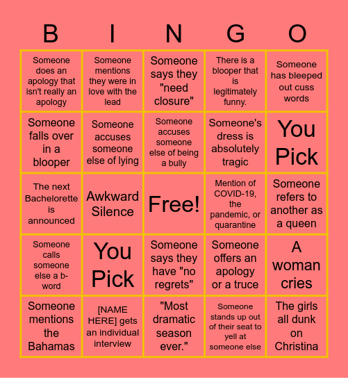 Women Tell All 2023 Card 1 Bingo Card