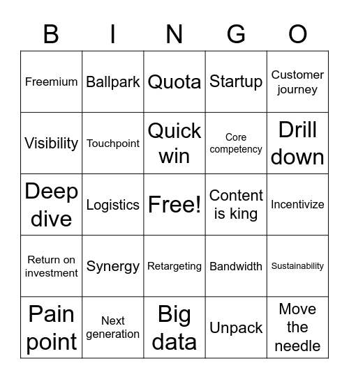 Corporate Buzzword Bingo Card