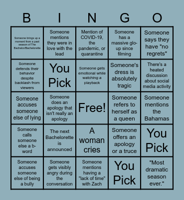 Women Tell All Card 2 Bingo Card