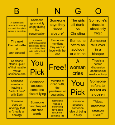 Women Tell All Card 3 Bingo Card