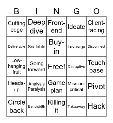 Corporate Buzzwords/Phrases Bingo Card
