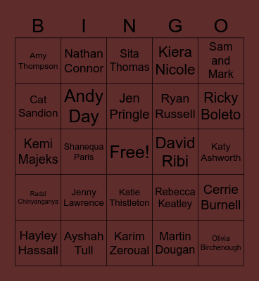 3rd September Bingo Card