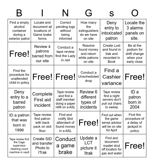 BINGSO Bingo Card