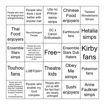 Re: Jordan's Green Flag Bingo Card