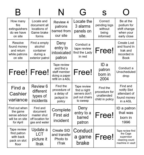 BINGSO Bingo Card