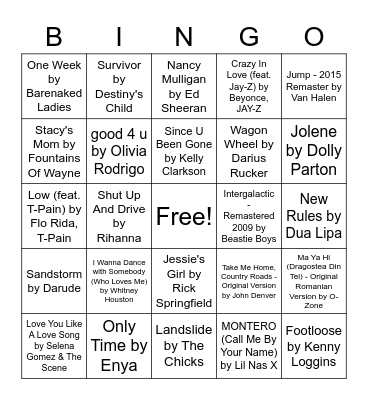 Music Bingo Round 2 Bingo Card
