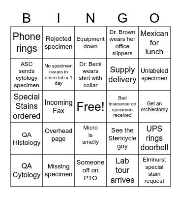 LAB BINGO Card