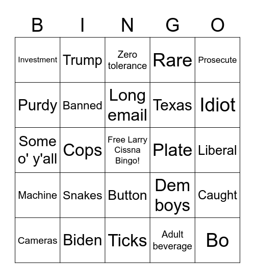Larry Bingo Card