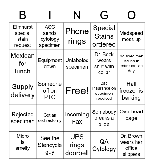 LAB BINGO Card