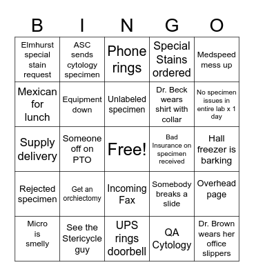 LAB BINGO Card