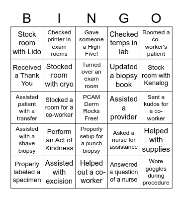 Appreciation Bingo Card