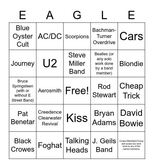 Eagle Bingo! Bingo Card