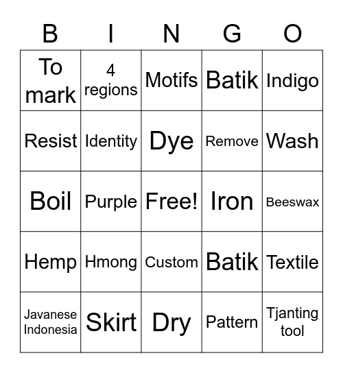 Hmong Batik Bingo Card