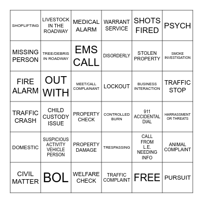 DISPATCH BINGO Card