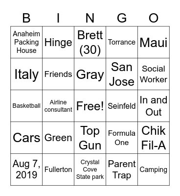 Eli and.Brett Bingo Card