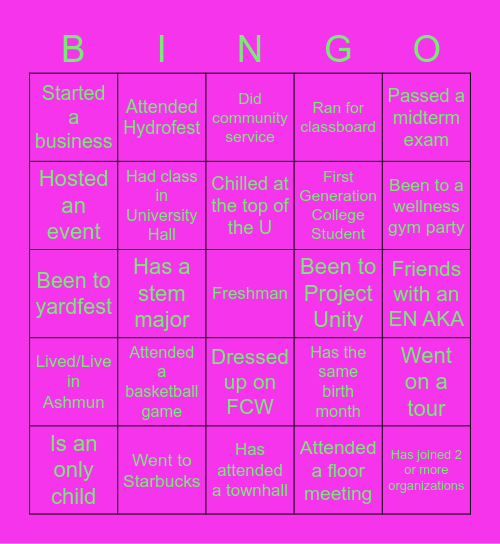 Champion's Tea Party 2023 Bingo Card