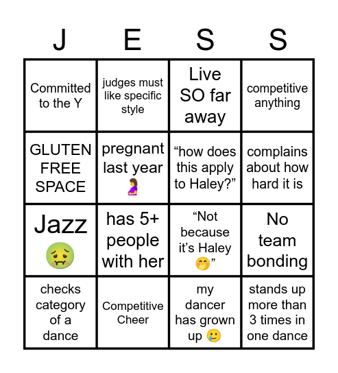 Jessica 🤗 Bingo Card