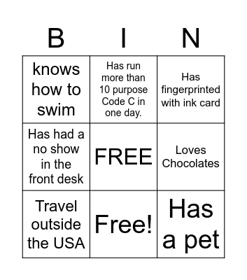 Untitled Bingo Card