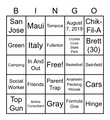 Elo and Brett Bingo Card