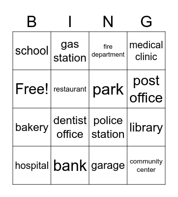 my community Bingo Card
