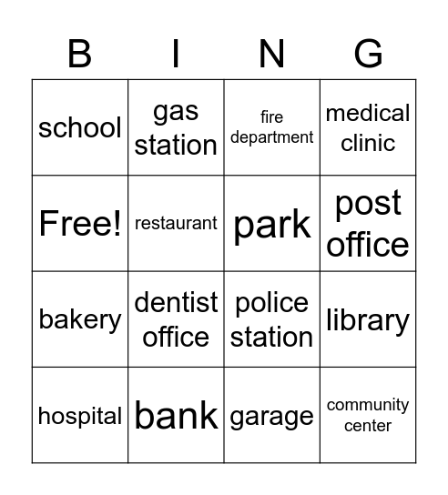 my community Bingo Card