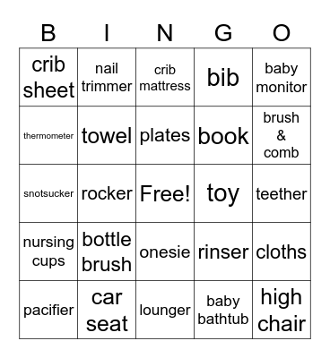 Baby Weirather Bingo Card