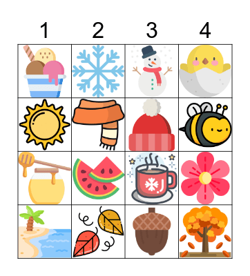 SEASONS Bingo Card