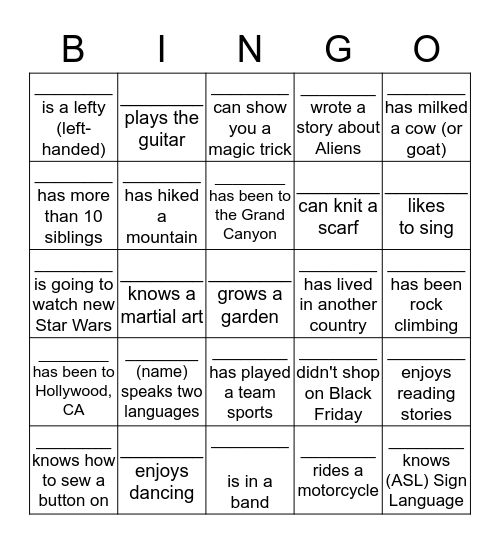 Bingo Card