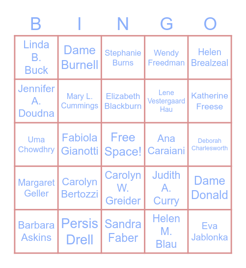 Women in STEM Bingo Card