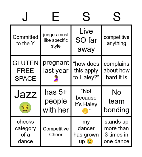 Jessica 🤗 Bingo Card