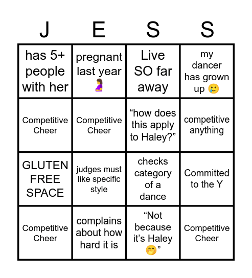 Jessica 🤗 Bingo Card