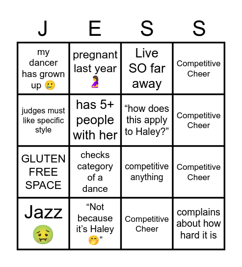 Jessica 🤗 Bingo Card