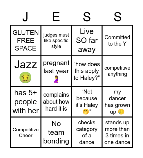 Jessica 🤗 Bingo Card