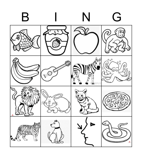 BINGO #1, NEW BASIC PHONICS, WEEK 1 Bingo Card