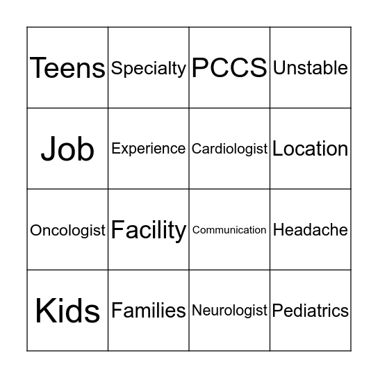 Pediatrics  Bingo Card