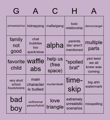 Gacha Life Bingo ! Bingo Card