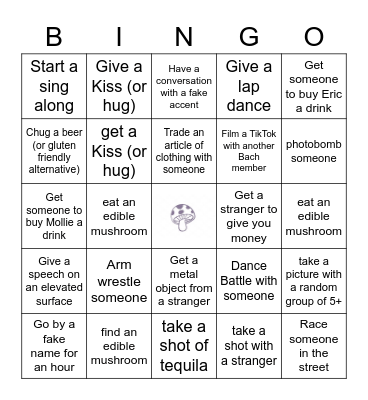 Mollie & Eric's Bach Bash Bingo Card