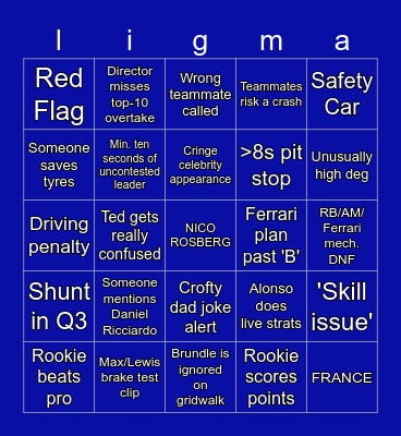 Saudi Shuffle Bingo Card