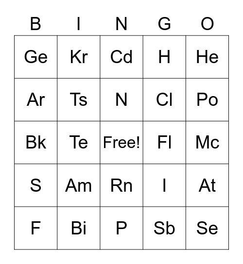 TCSHS SYMBO Bingo Card