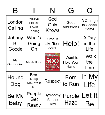The Best Songs of All-Time Bingo Card