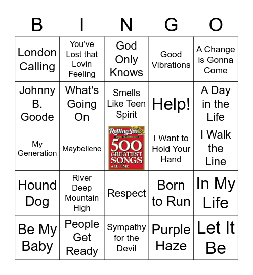 The Best Songs of All-Time Bingo Card