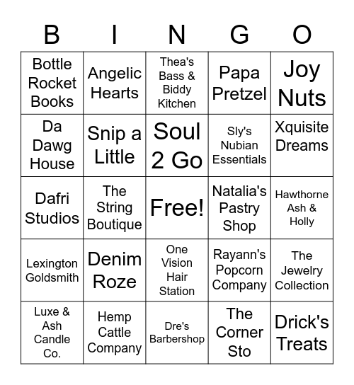 Julietta Market Bingo Card