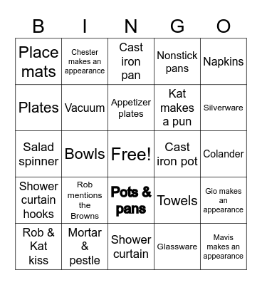 Rob & Kat Wedding Shower Bingo Card