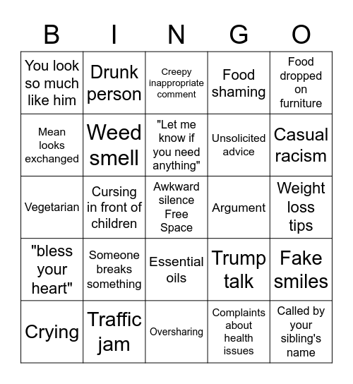 Funeral Bingo Card