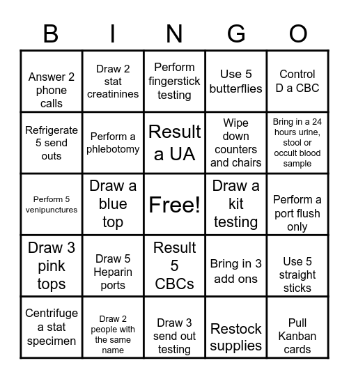 Mercy/West Lab Week Bingo Card