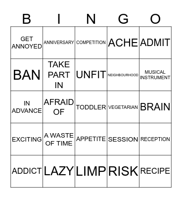 FREE TIME Bingo Card