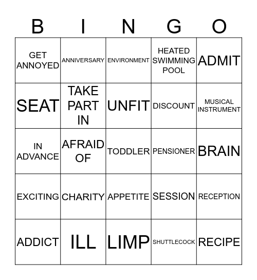 FREE TIME Bingo Card