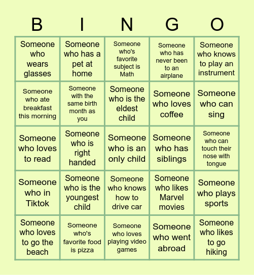 HUMAN Bingo Card